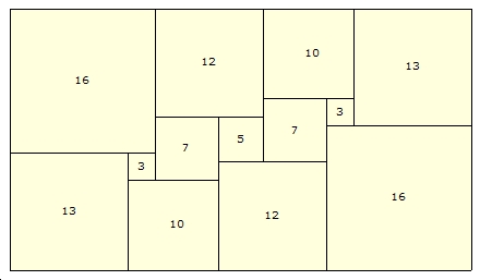 Simple Imperfect Squared Rectangle, Order 13: 51 x 29 