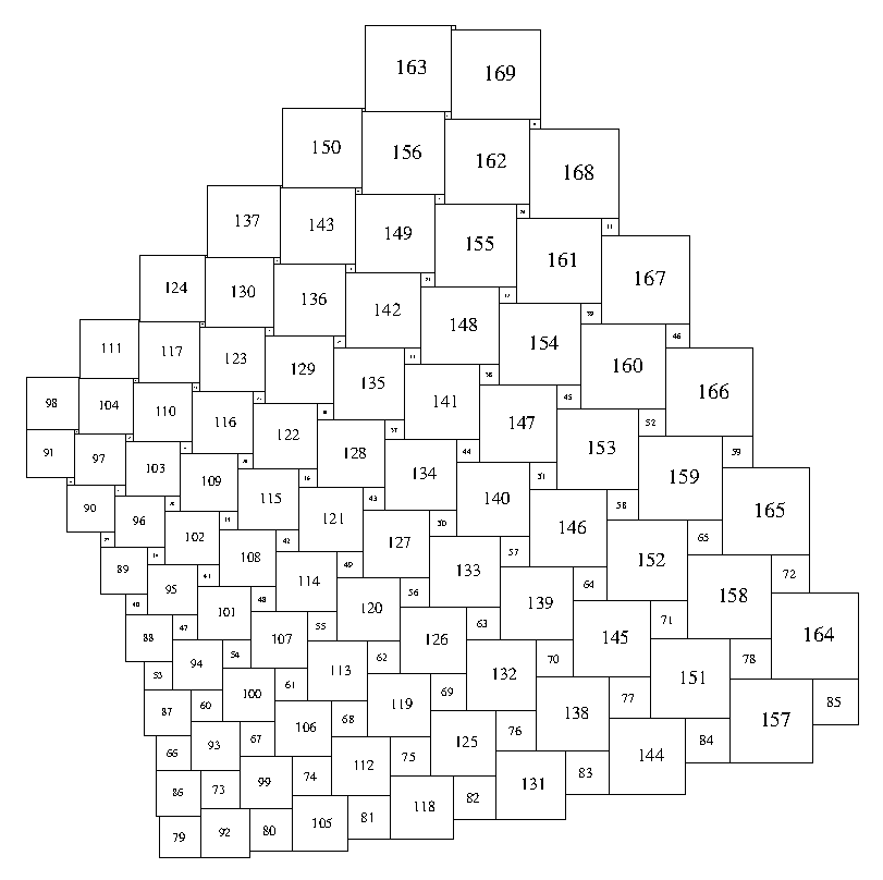 13x13 1-169 squares