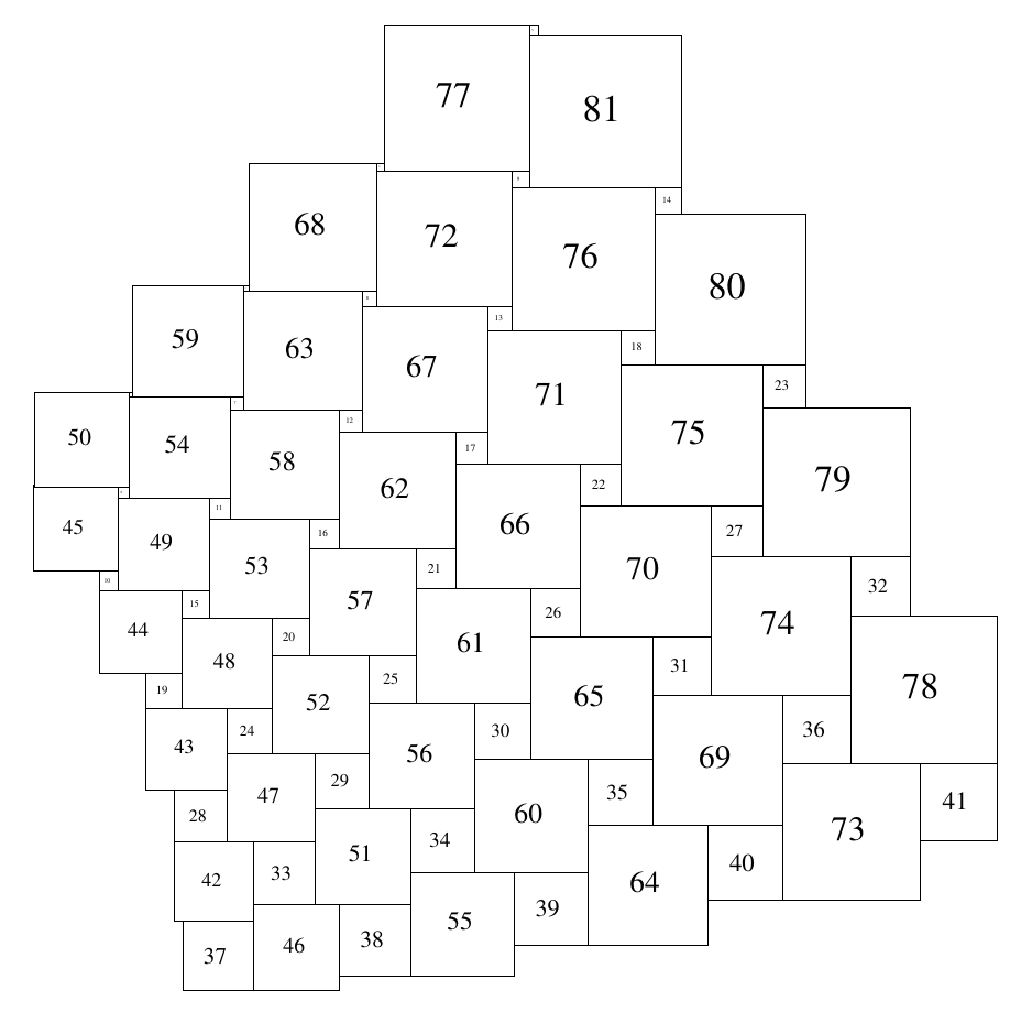 9x9 1-81 squares
